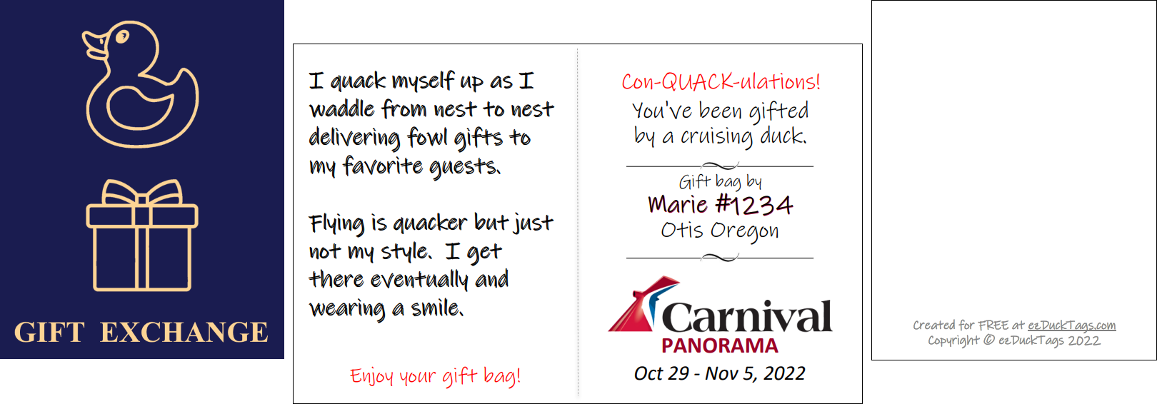 Gift Exchange Tags ezDuckTags com Gift Exchange Tags ezDuckTags com